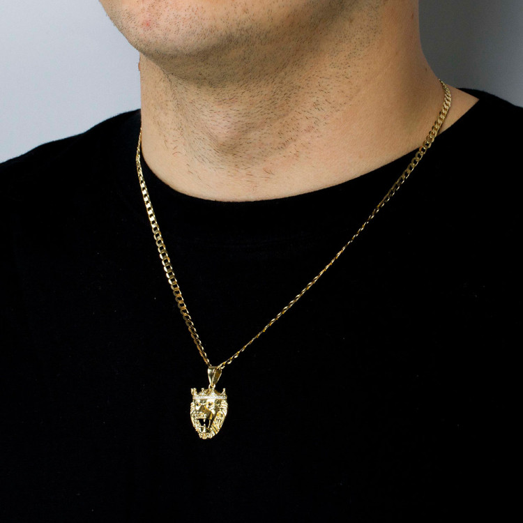 Zawieszka ze złota lew z białymi cyrkoniami