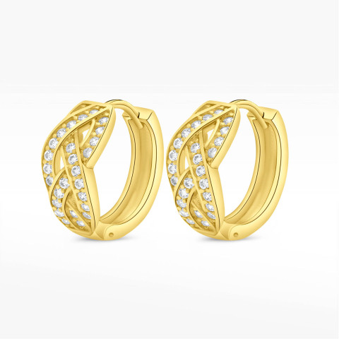 Kolczyki ze złota koła z białymi cyrkoniami