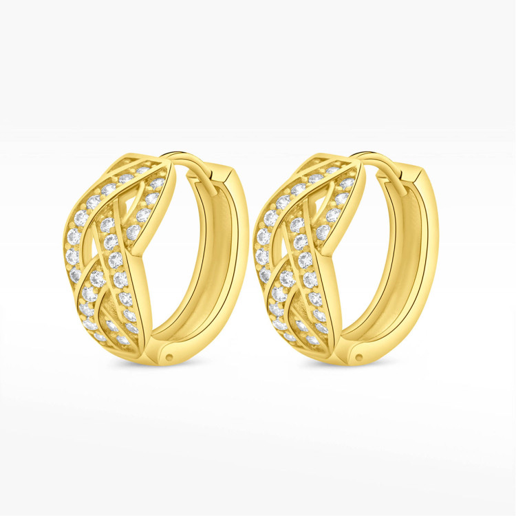 Kolczyki ze złota koła z białymi cyrkoniami