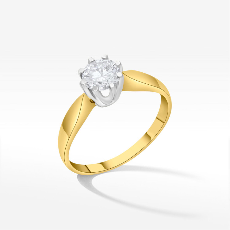 Pierścionek ze złota z białą cyrkonią