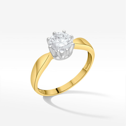Pierścionek ze złota z białą cyrkonią