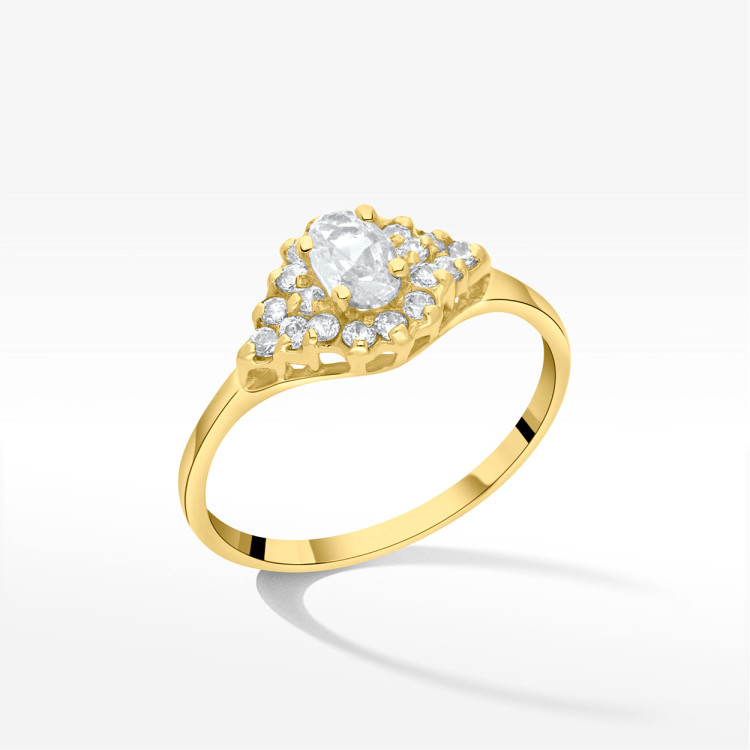 Pierścionek ze złota z białymi cyrkoniami