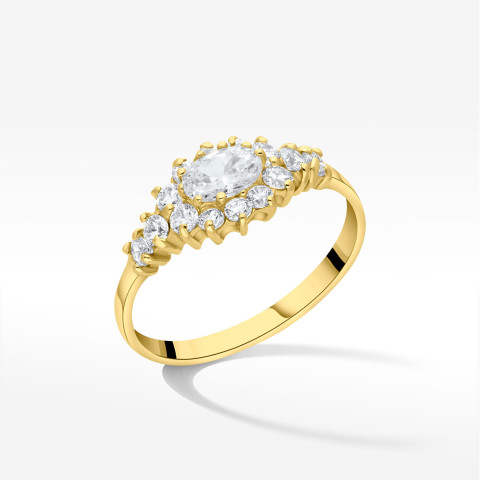 Pierścionek ze złota z białymi cyrkoniami