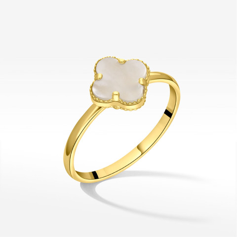 Pierścionek ze złota z masą perłową