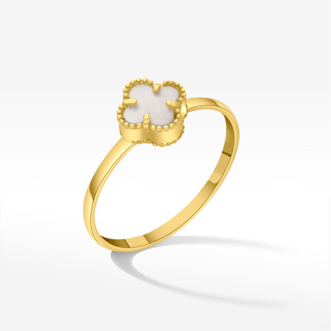 Pierścionek ze złota z masą perłową