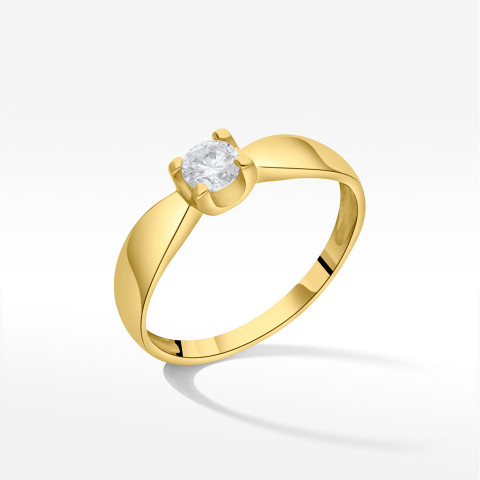 Pierścionek ze złota z białą cyrkonią