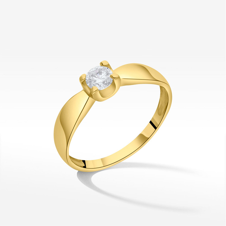 Pierścionek ze złota z białą cyrkonią