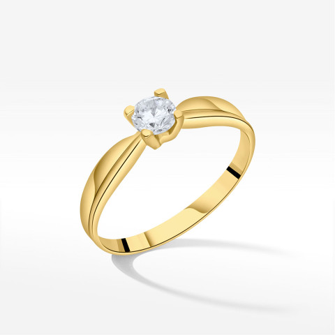 Pierścionek ze złota z białą cyrkonią