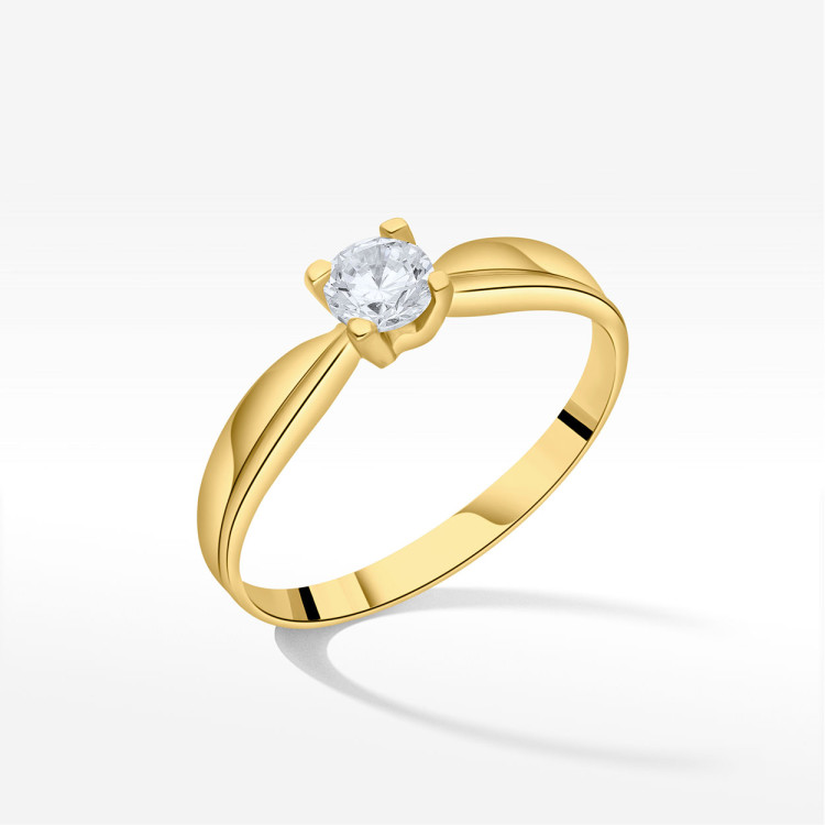 Pierścionek ze złota z białą cyrkonią