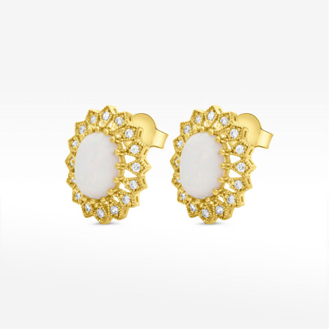 Kolczyki ze złota z opalem z białymi cyrkoniami