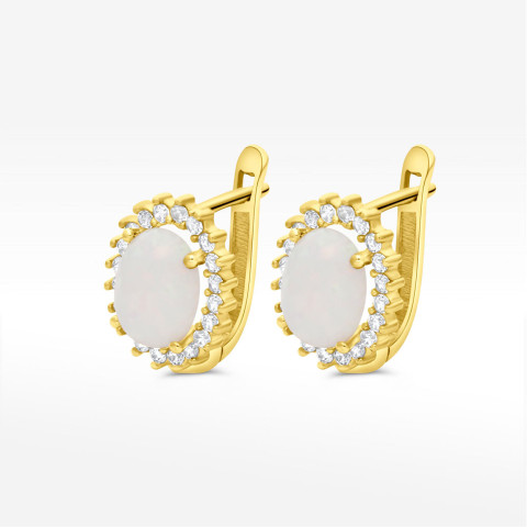 Kolczyki ze złota z opalem z białymi cyrkoniami