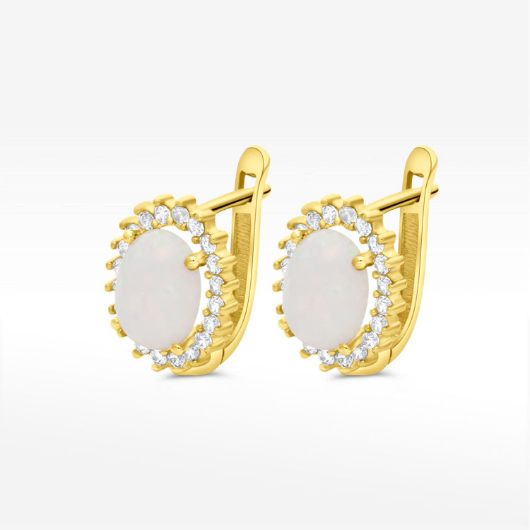Kolczyki ze złota z opalem z białymi cyrkoniami