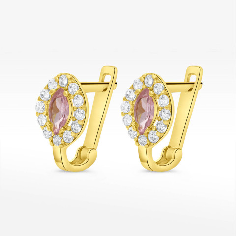 Kolczyki ze złota z różową i białymi cyrkoniami
