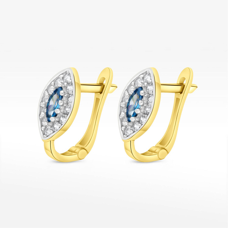 Kolczyki ze złota z niebieską i białymi cyrkoniami