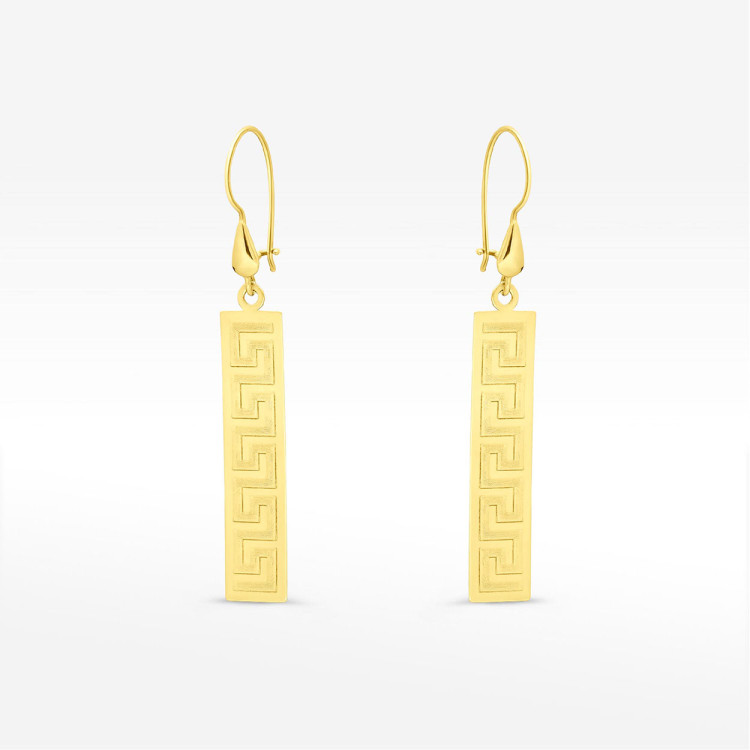 Kolczyki ze złota wiszące z wzorem greckim