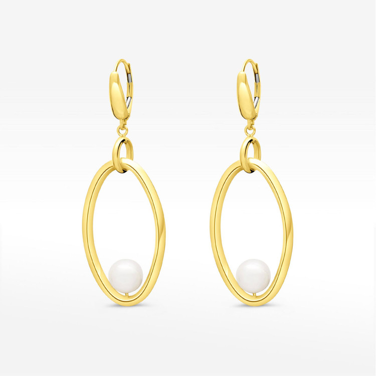 Kolczyki ze złota wiszące z perłą