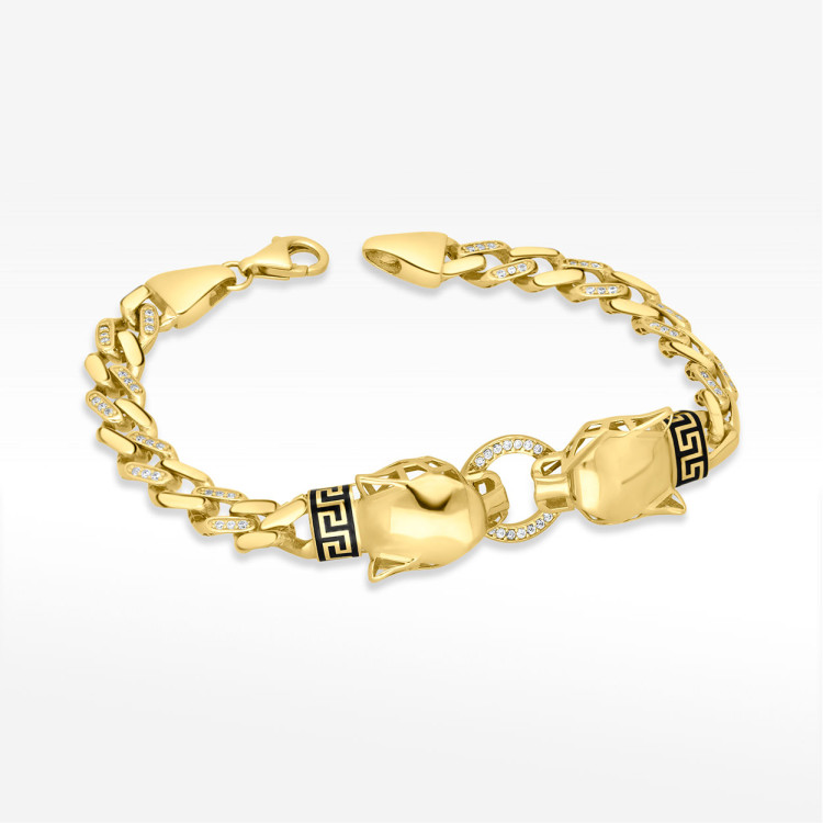 Bransoletka ze złota z dwoma panterami