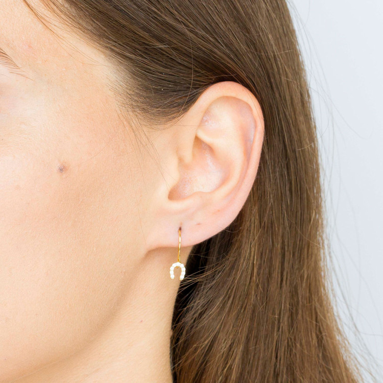 Kolczyki ze złota podkowy z białymi cyrkoniami