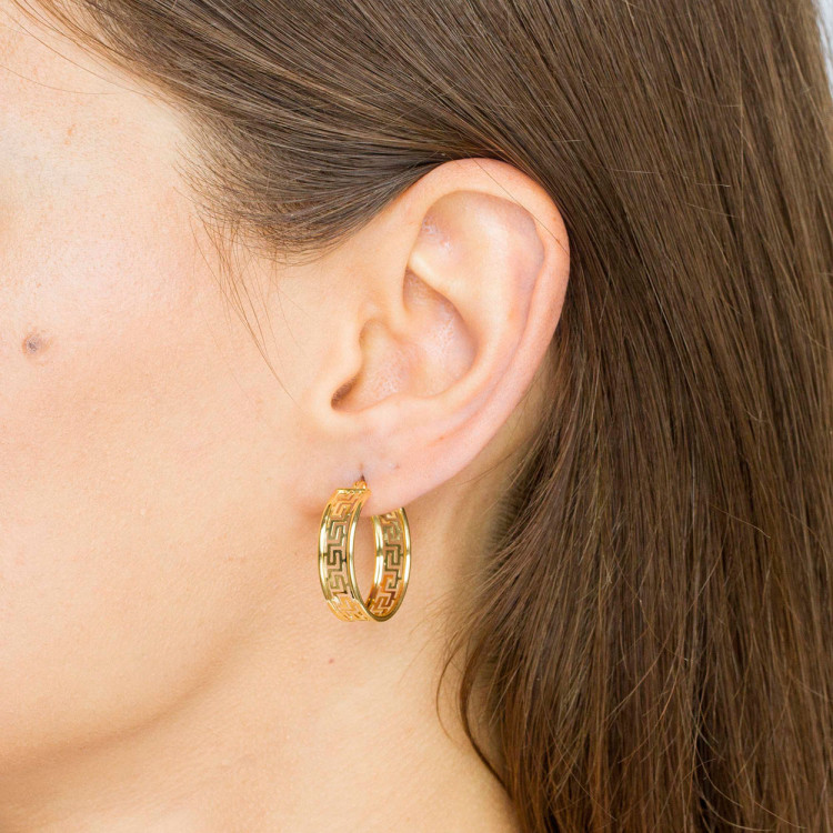 Kolczyki ze złota 2.0cm koła z wzorem greckim