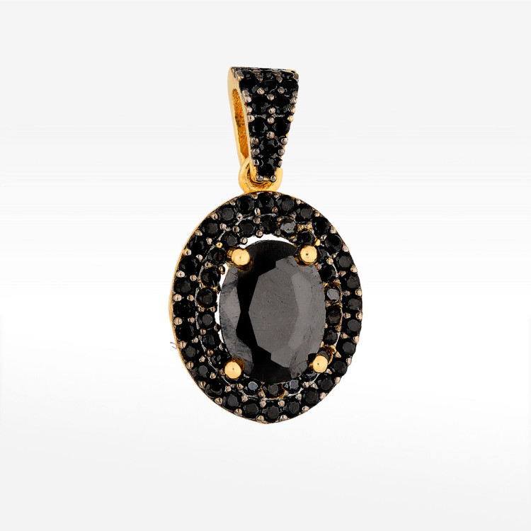 Zawieszka ze złota z czarnymi cyrkoniami