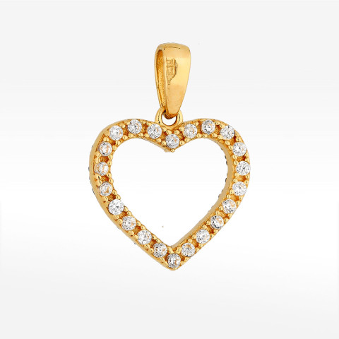Zawieszka ze złota serce z czarnymi i białymi cyrkoniami