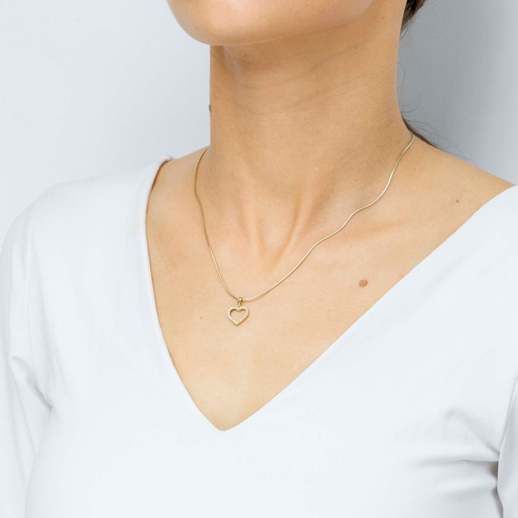 Zawieszka ze złota serce z czarnymi i białymi cyrkoniami