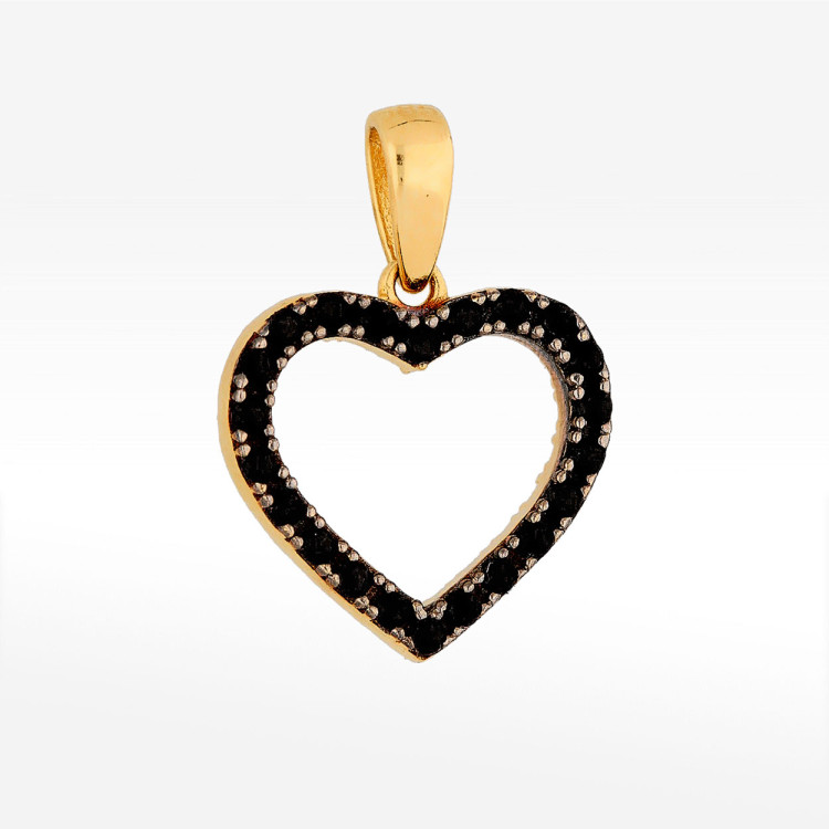 Zawieszka ze złota serce z czarnymi i białymi cyrkoniami
