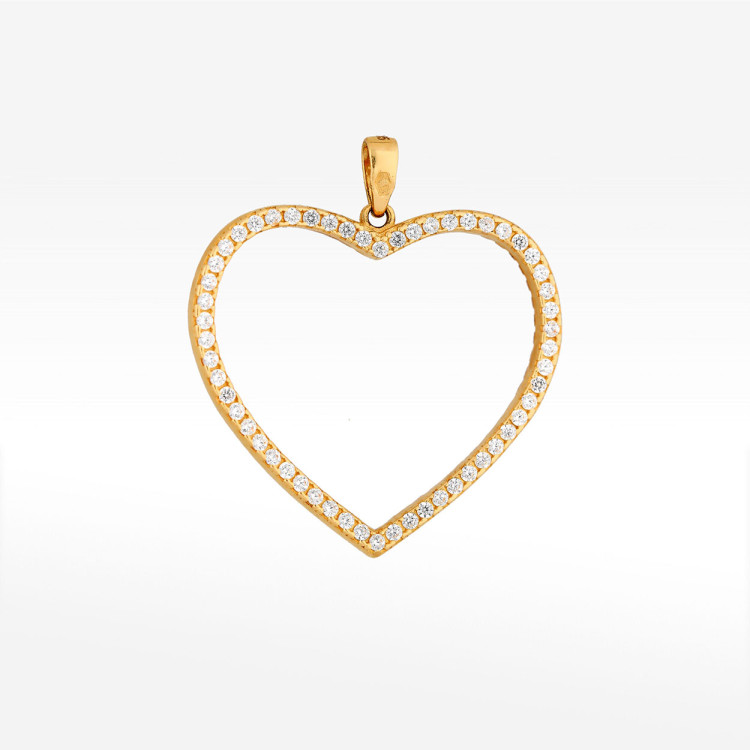 Zawieszka ze złota serce z czarnymi i białymi cyrkoniami