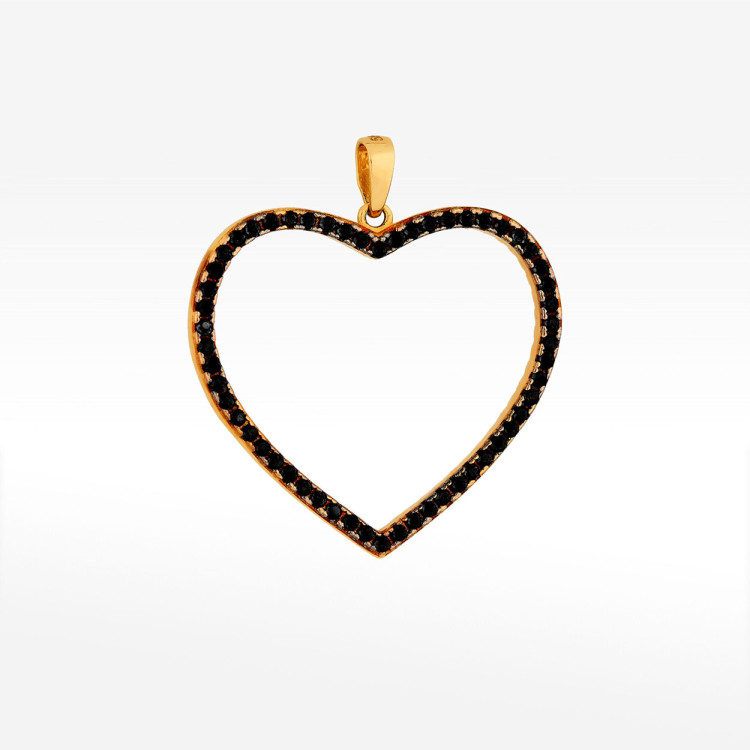 Zawieszka ze złota serce z czarnymi i białymi cyrkoniami