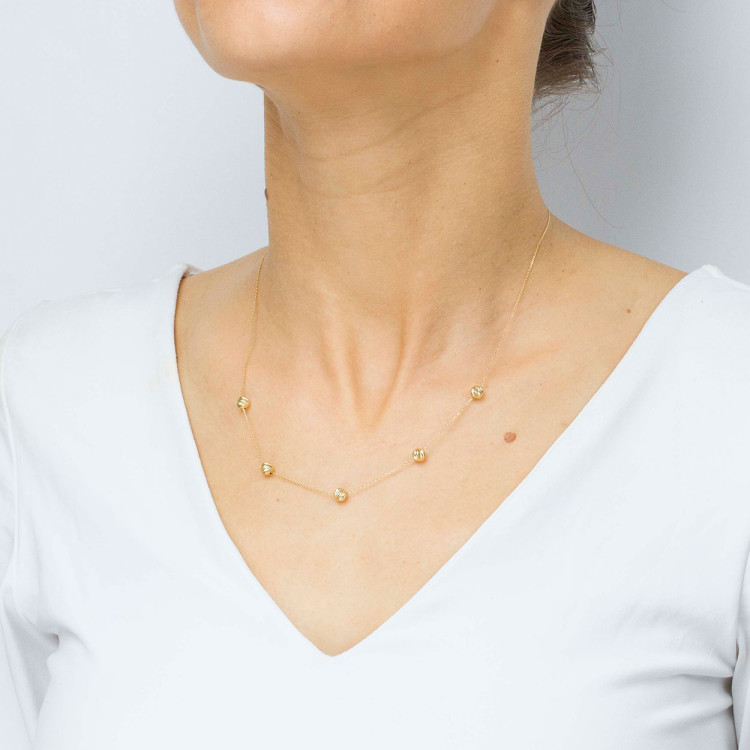 Naszyjnik ze złota 42-45cm ze złotymi koralikami