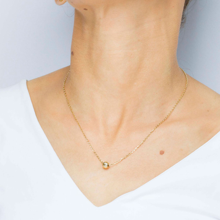 Naszyjnik ze złota 42-45cm ze złotym koralikiem