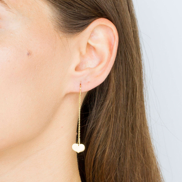 Kolczyki ze złota przeciągane z sercem