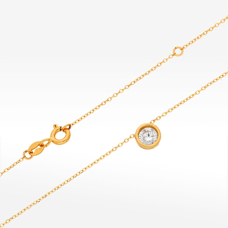 Naszyjnik ze złota 42-45cm z białą cyrkonią