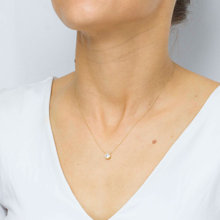 Naszyjnik ze złota 42-45cm z białą cyrkonią