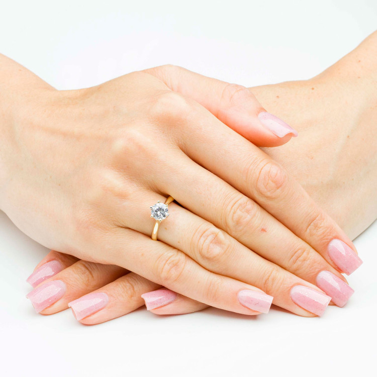 Pierścionek ze złota z białą cyrkonią