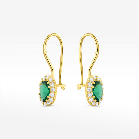 Kolczyki ze złota z zieloną i białymi cyrkoniami