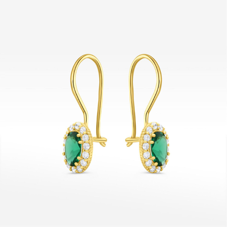 Kolczyki ze złota z zieloną i białymi cyrkoniami