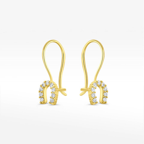 Kolczyki ze złota podkowy z białymi cyrkoniami