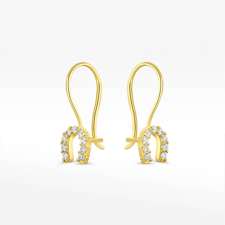 Kolczyki ze złota podkowy z białymi cyrkoniami