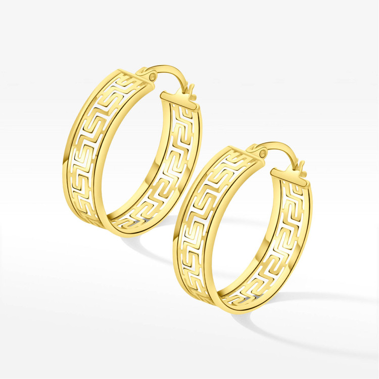 Kolczyki ze złota 2.0cm koła z wzorem greckim