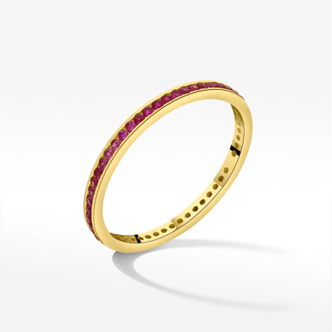 Pierścionek ze złota z różowymi cyrkoniami