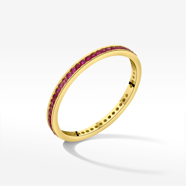 Pierścionek ze złota z różowymi cyrkoniami