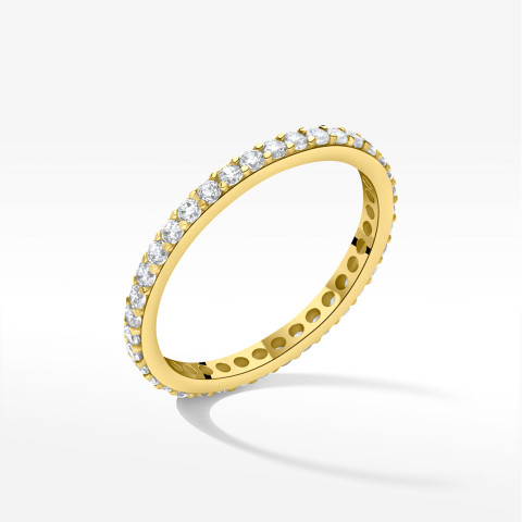 Pierścionek ze złota z białymi cyrkoniami