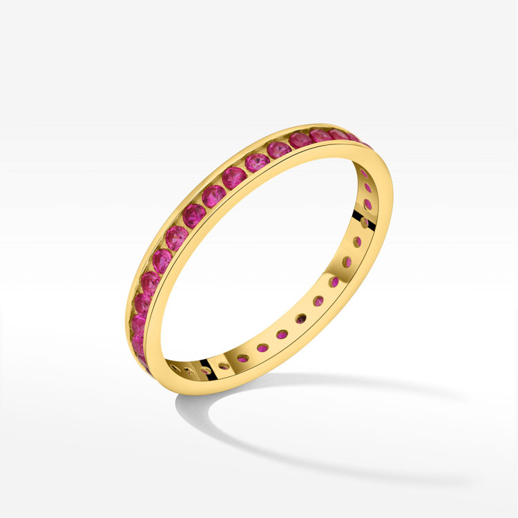 Pierścionek ze złota z różowymi cyrkoniami