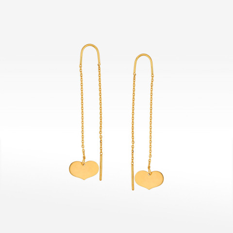 Kolczyki ze złota przeciągane z sercem