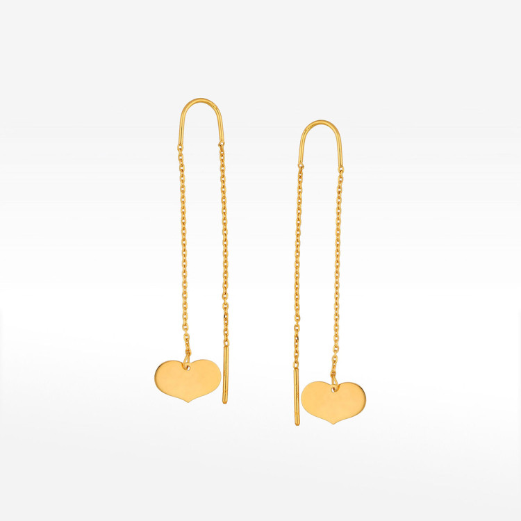 Kolczyki ze złota przeciągane z sercem