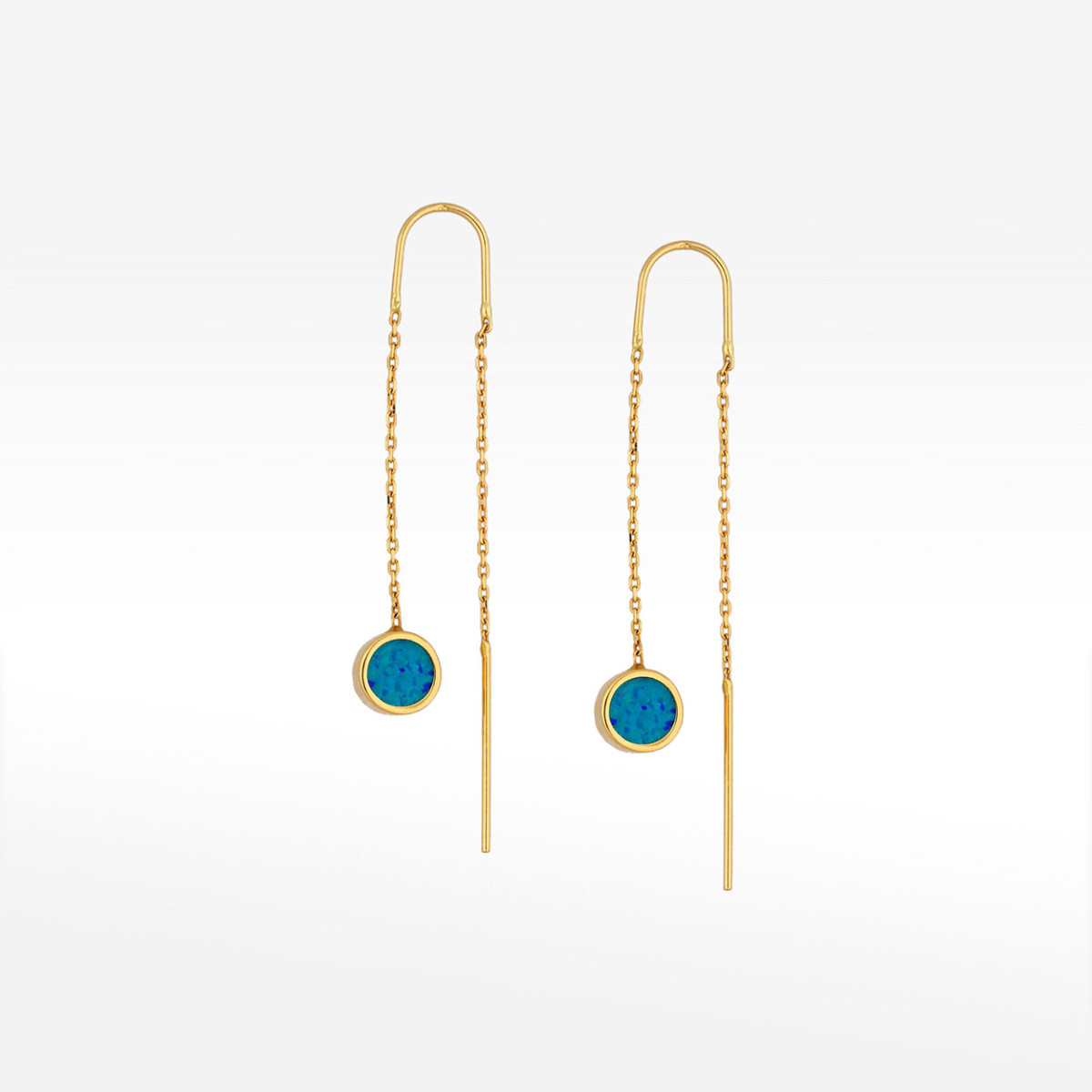 Kolczyki ze złota przeciągane z opalem