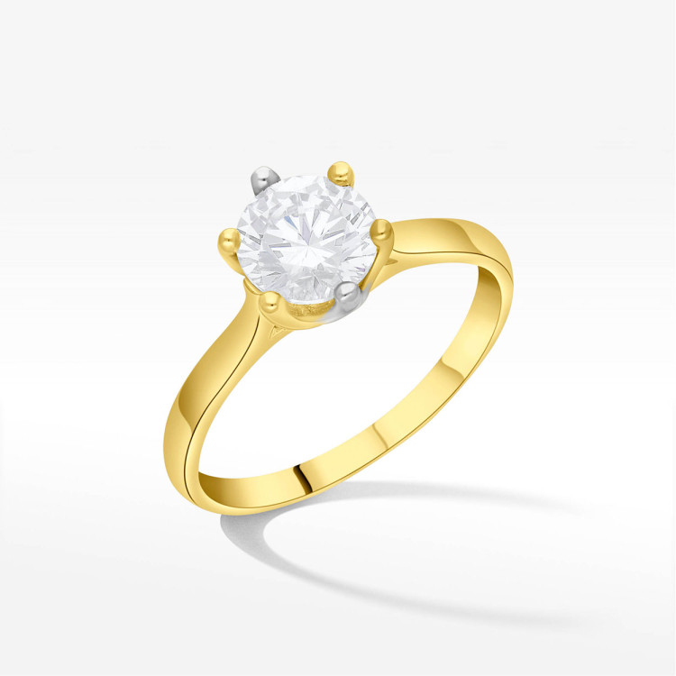 Pierścionek ze złota z białą cyrkonią