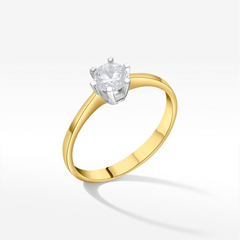 Pierścionek ze złota z białą cyrkonią