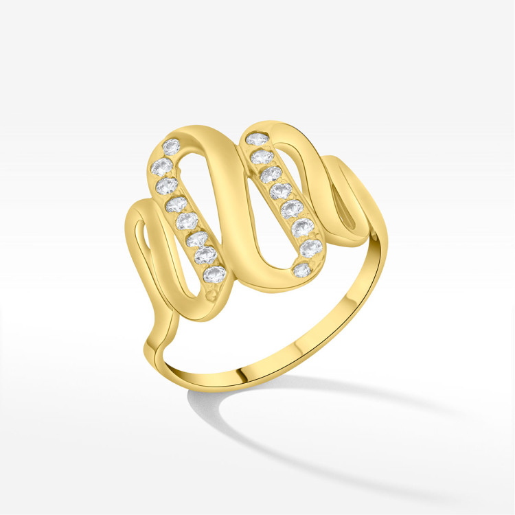 Pierścionek ze złota z białymi cyrkoniami